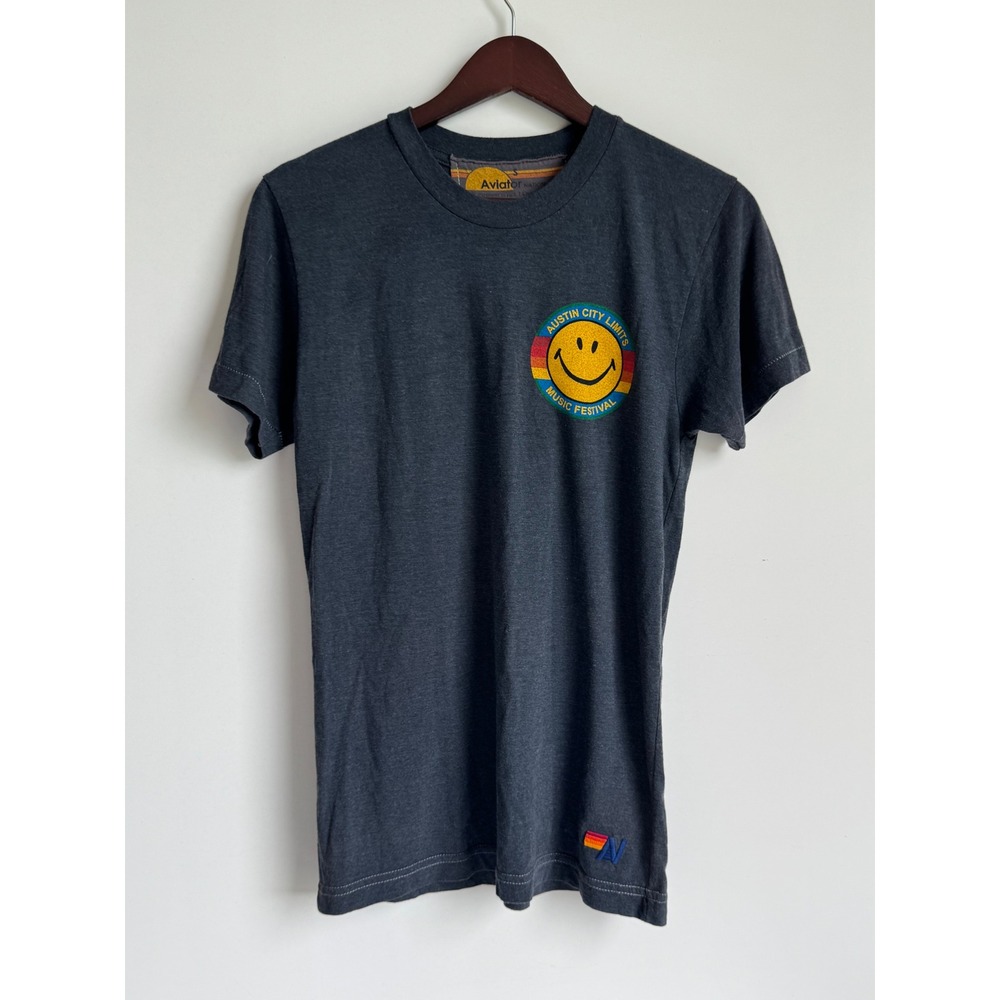 Aviator Nation Austin City Limits Music Festival Smiley Tee Gray Small Retro